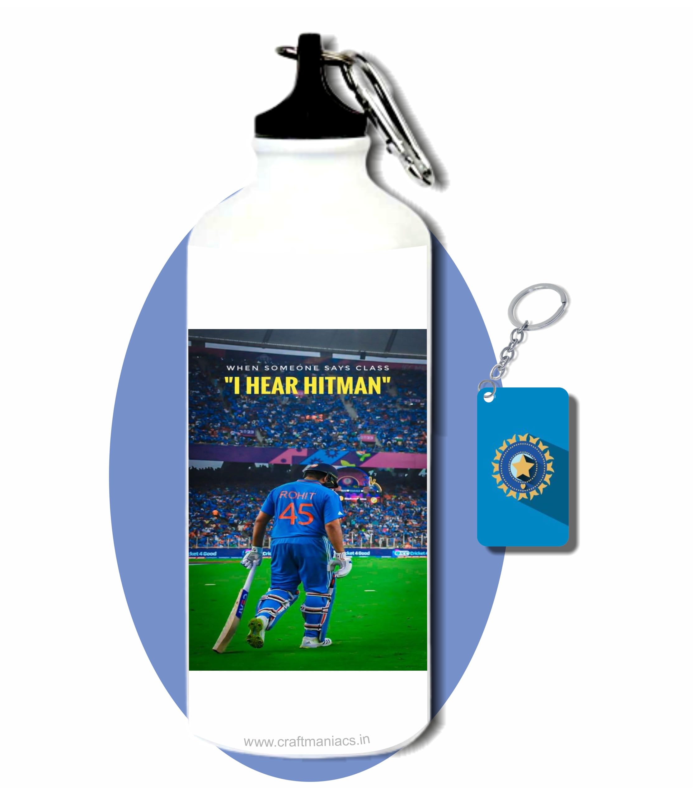 CRAFT MANIACS Rohit Sharma I Hear Hitman 600 ML BPA & Lead Free Sipper Bottle & Cricket Keychain Best HD Print Sipper For Cricket Lovers-image-48