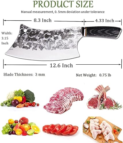 Miniatura 10 de BLADESMITH Cuchillo para cortar carne, cuchillo de corte de huesos resistente, cuchillo de deshuesado de acero inoxidable, rompedor de huesos para