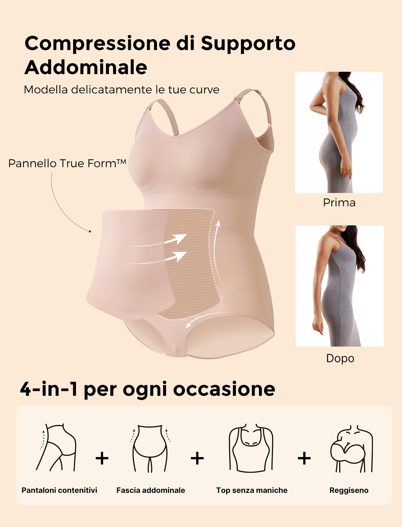 momcozy Body Modellante Donna Pancia Piatta, Body Contenitivo Modellante con Coppe Imbottite, Intimo Modellante Post Parto e Uso Quotidiano
