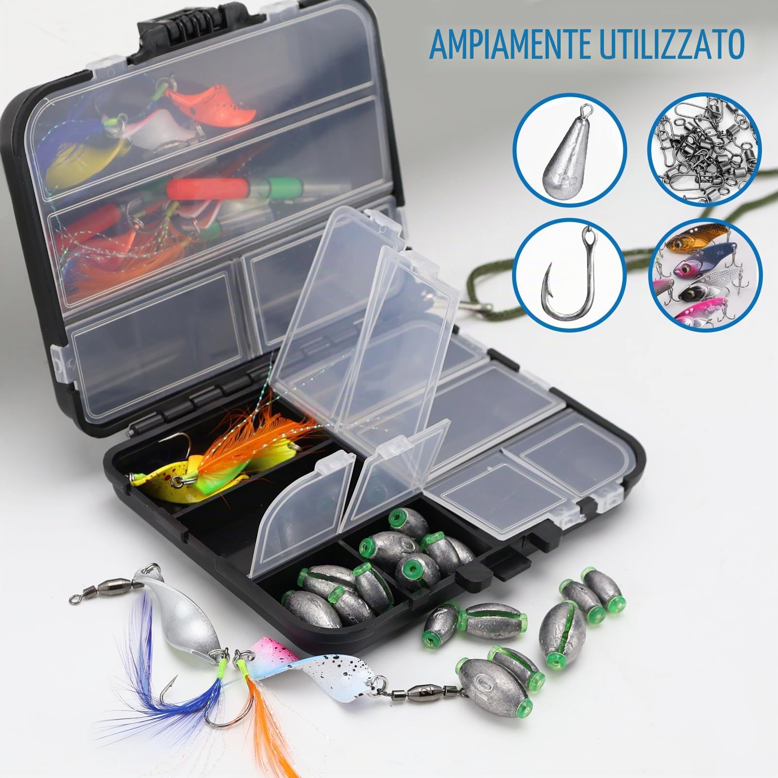 KOUHA 3 Pezzi Scatola di Immagazzinaggio di Plastica Fishing Tackle Box Cassetta da Pesca Scatola da Pesca Impermeabile A Doppia Faccia per Esche e Attrezzature