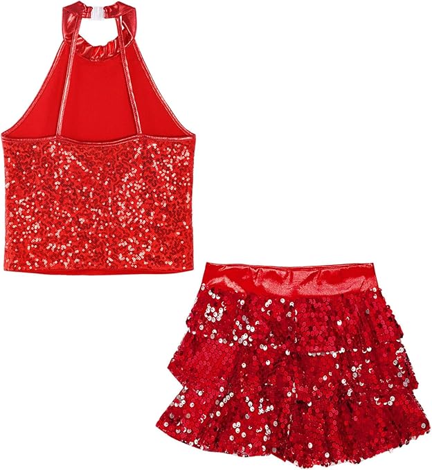 Vestito Da Ballo Latino Con Strass Per Bambina - Top Crop E Gonna In Rete Per Esibizioni - Foto 6