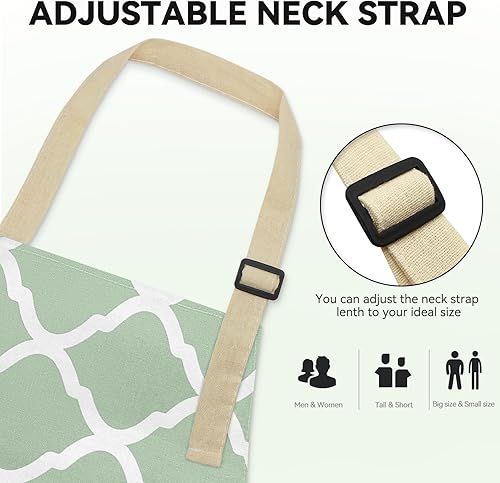 Miniatura 10 de Riqiaqia Paquete de 2 delantales para mujer con bolsillos delantal de chef suave para hombre delantales ajustables para cocina cocina barbacoa rayas