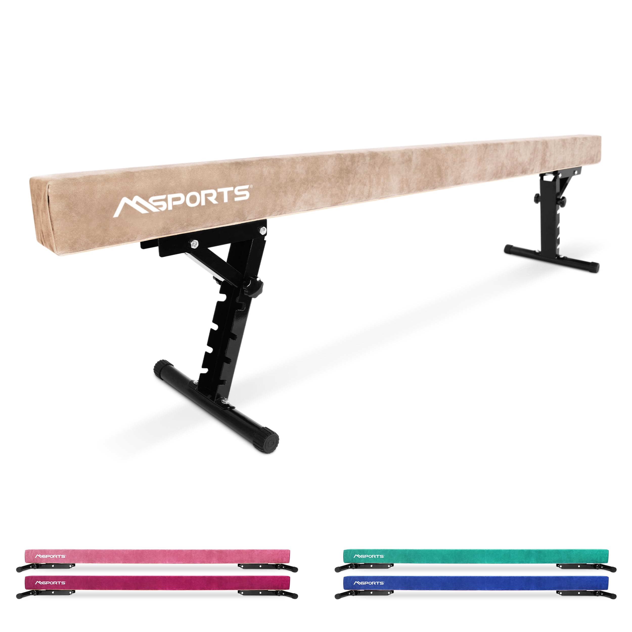 MSPORTS Schwebebalken Premium höhenverstellbar – 245 cm Balance Beam für Kinder & Erwachsene – 5-stufig höhenverstellbar (18–56 cm) – Turnbalken für Zuhause oder Verein – 5 Farben