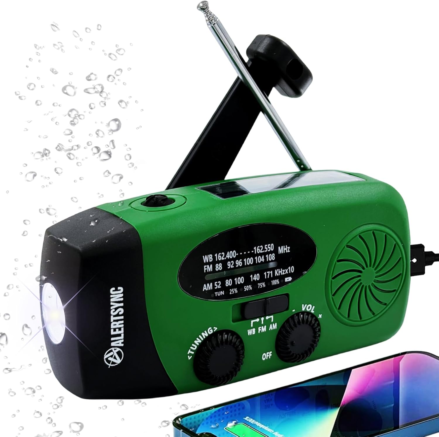 5000mAh Hand Crank Emergency Climate Radio, AM FM NOAA Photo voltaic Radio with Led Flashlight and Earphone Jack, Charger for Smartphone, USB-C Cable/Self Powered with SOS Alarm (Inexperienced)