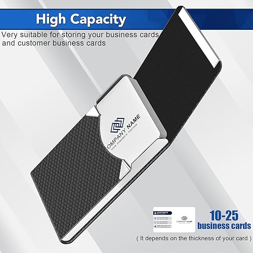 Miniatura 5 de Tarjetero con diseño ultra delgado, funda para tarjetas de visita con piel sintética de alta calidad, bolsillo para trajes, tarjetero metálico para