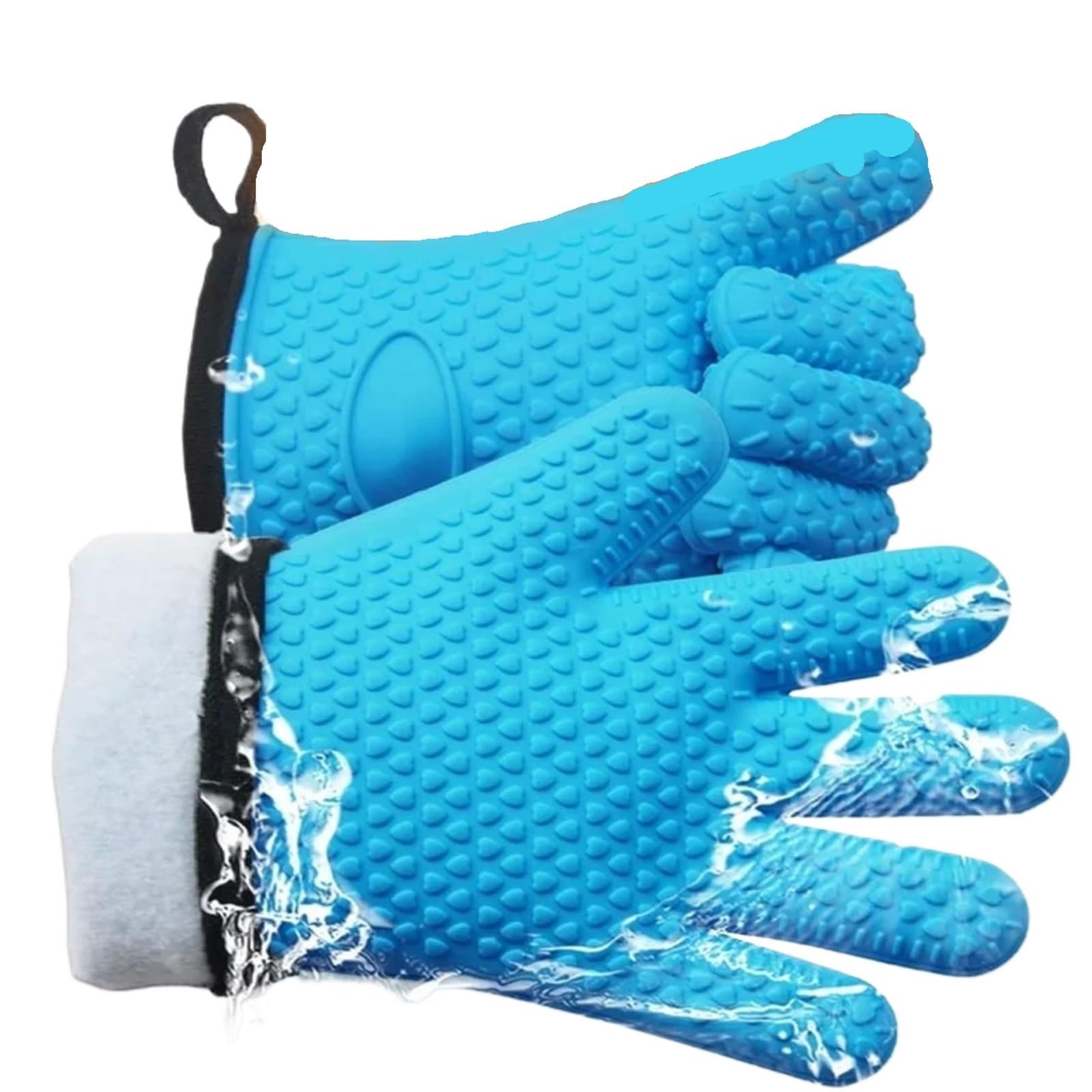 Guantes de Silicona Impermeables, Manoplas Antideslizantes Resistentes al Calor for Horno microondas, Cocina, Barbacoa, Hornear, cocinar, Lona, ​​Costura, Guantes for Horno para Cocina(Blue)