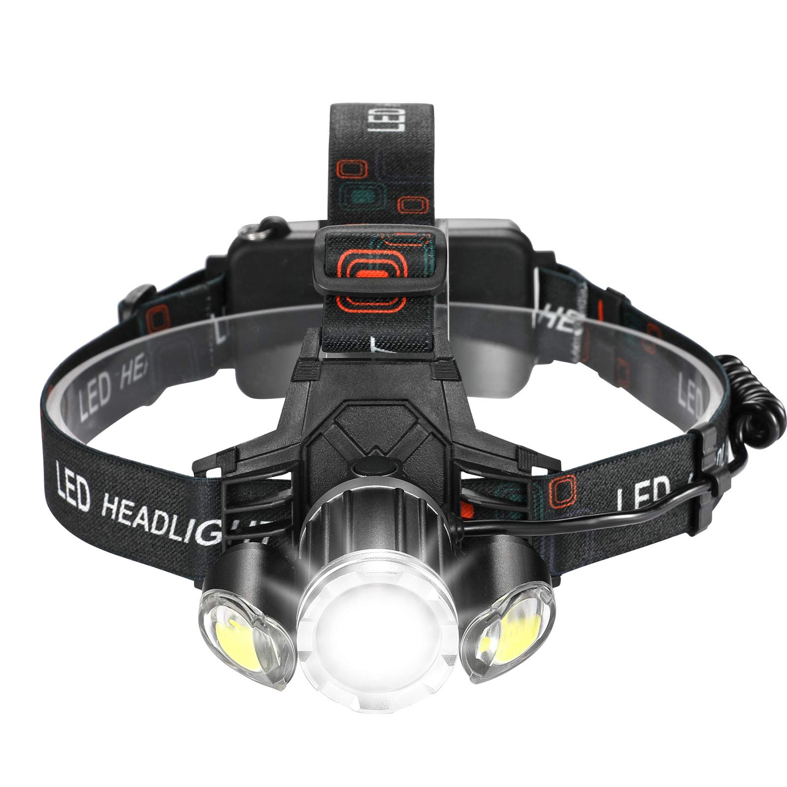 LED Headlamp Rechargeable, Consciot 1000LM Bright Zoomable Headlight with T6 LED 4 Light Modes, Wide Beam Angle Waterproof Flashlight with Red Light for Outdoors Camping, Hiking, Backpacking, Running