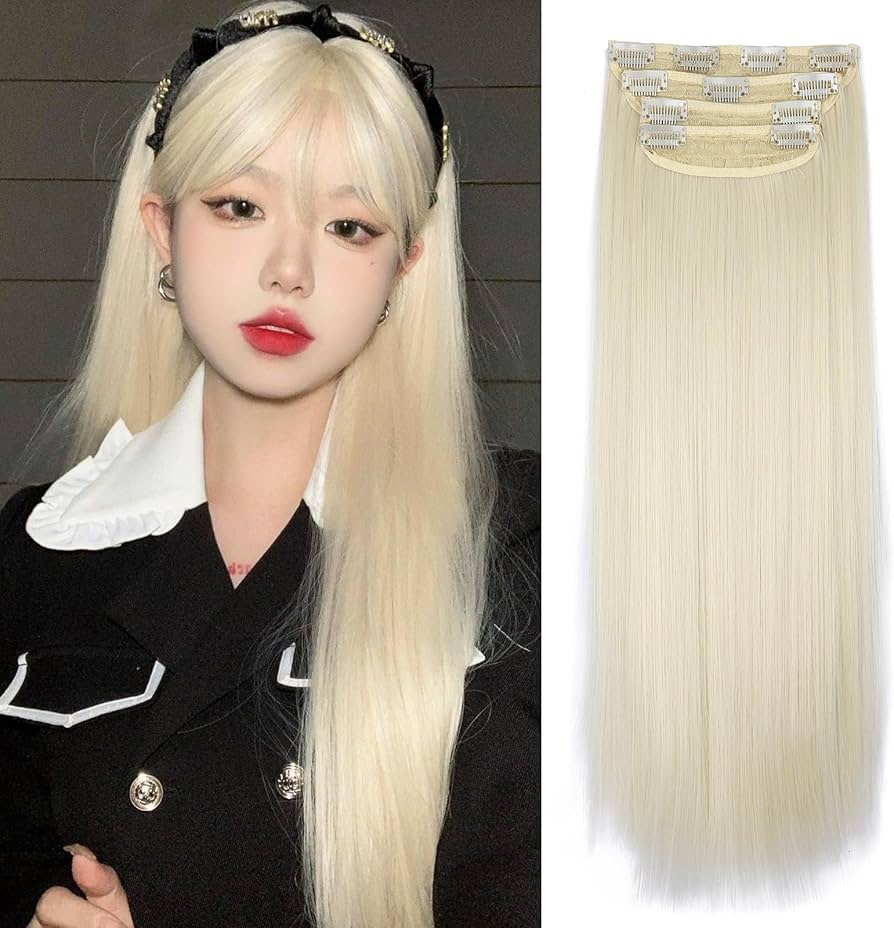 Amazon.co.jp: 襟足ウィッグ ワンタッチエクステ ストレート 4枚セット