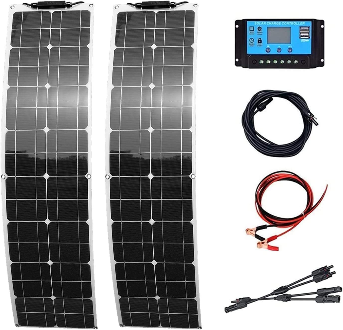 400W Portable Bendable Solar Panel Battery Charger Kit 2X200watt Monocrystalline PV Module for Car RV Marine Boat Caravan