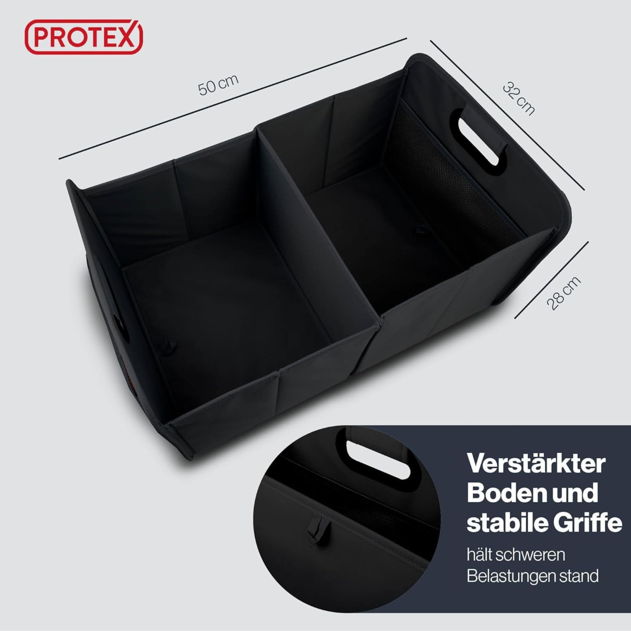 PROTEX Kofferraum Organizer [Testsieger 2025] 44L Auto Kofferraumtasche | Organizer Auto | Faltbare, stabile und wasserdichte Kofferraumtasche (schwarz)