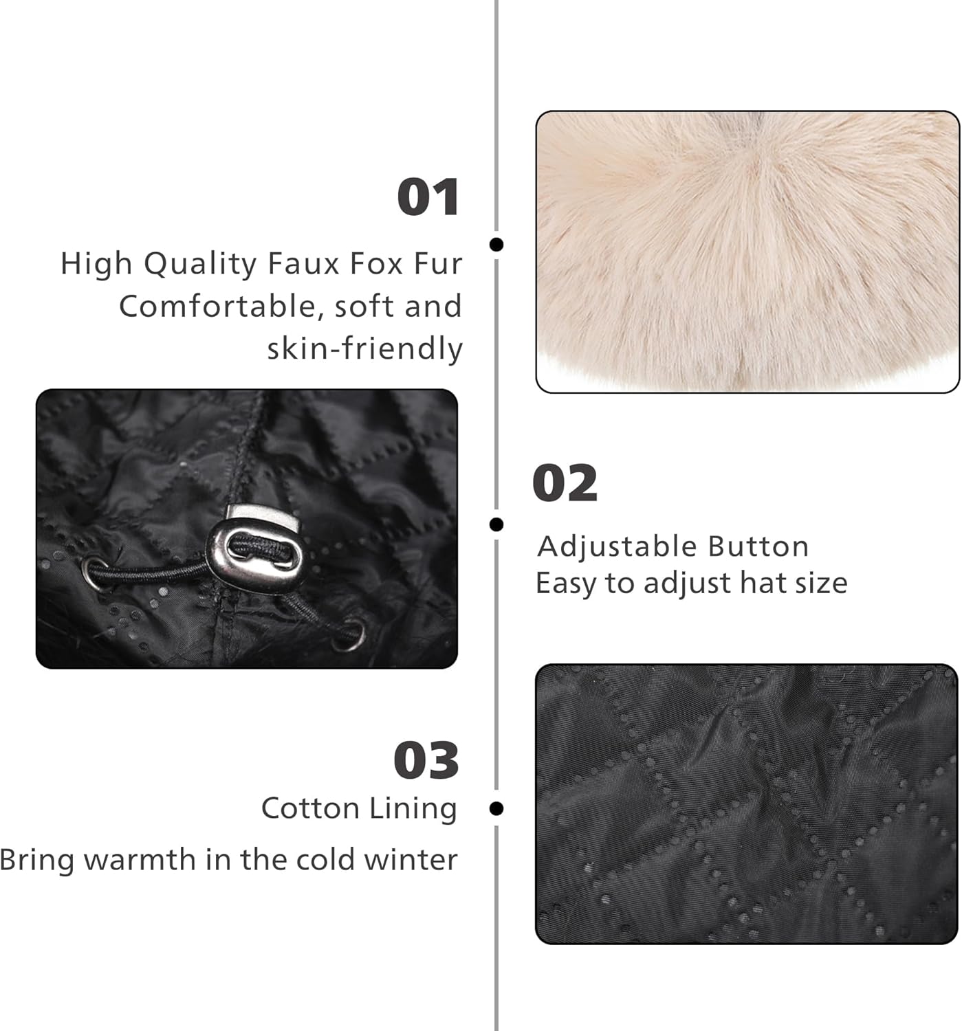 Winter Trapper Hat for Women Warm Faux Fur and Leather Windproof Full Hood Earflap Beanies - Image 5