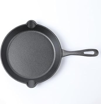 HAWOK Cast Iron Skillet Round Fry Pan Dia.10 inch, Pre-seasoned