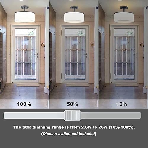 Miniatura 6 de Lámpara de techo LED moderna negra regulable 3000K-4500-5500K Lámpara de techo semiempotrada para dormitorio