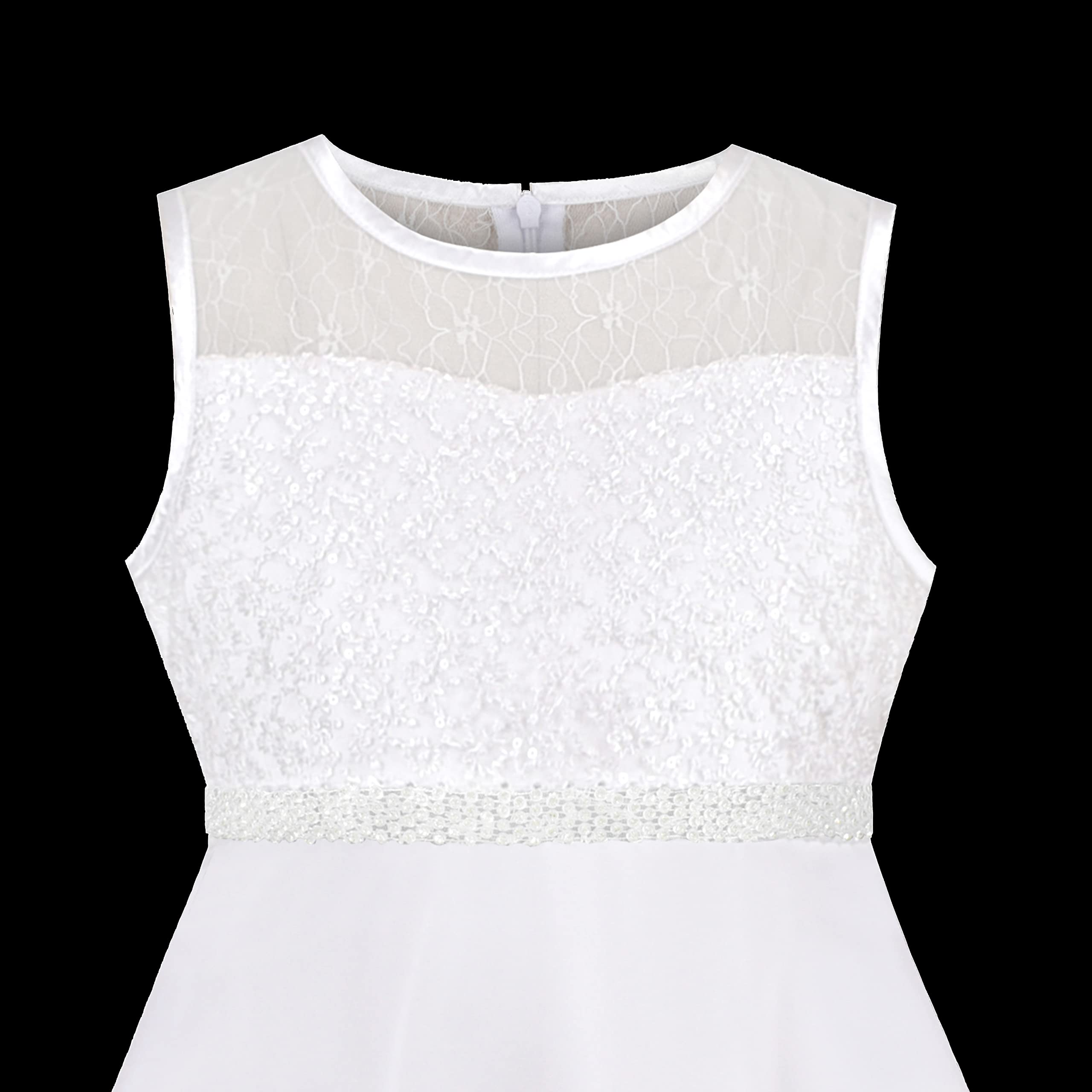 Sunny Fashion Robe Fille Fleur Dentelle Haut Dégradé Bordeaux Jupe sans Manches 6-14 Ans