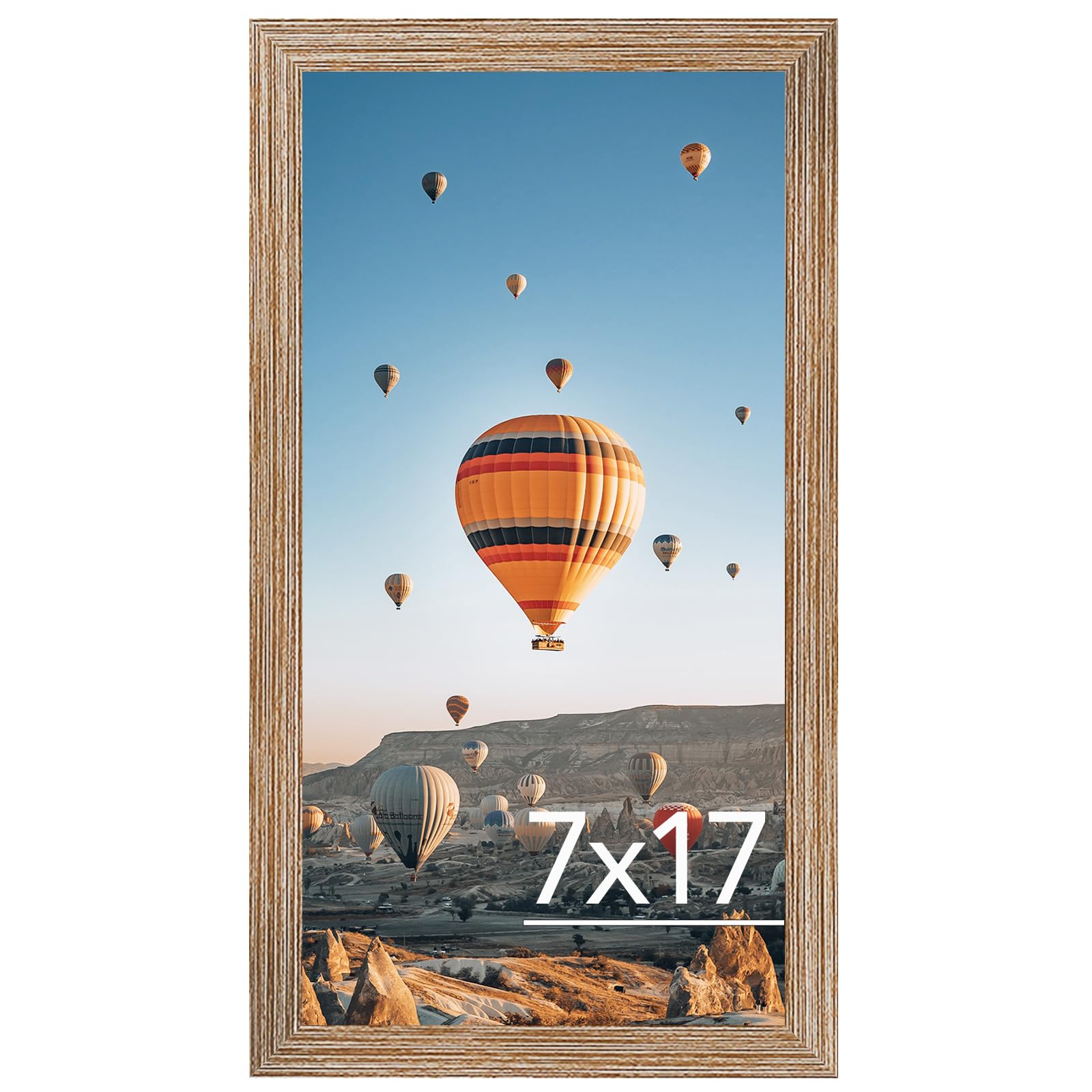JCJMY 7x17 Picture Frame Rustic Brown for Poster Photo Picture, Horizontal and Vertical Formats for Wall Hanging, 7 x 17 Wall Gallery Poster Photo Frame for 7 by 17 Photos Posters, Rustic Brown