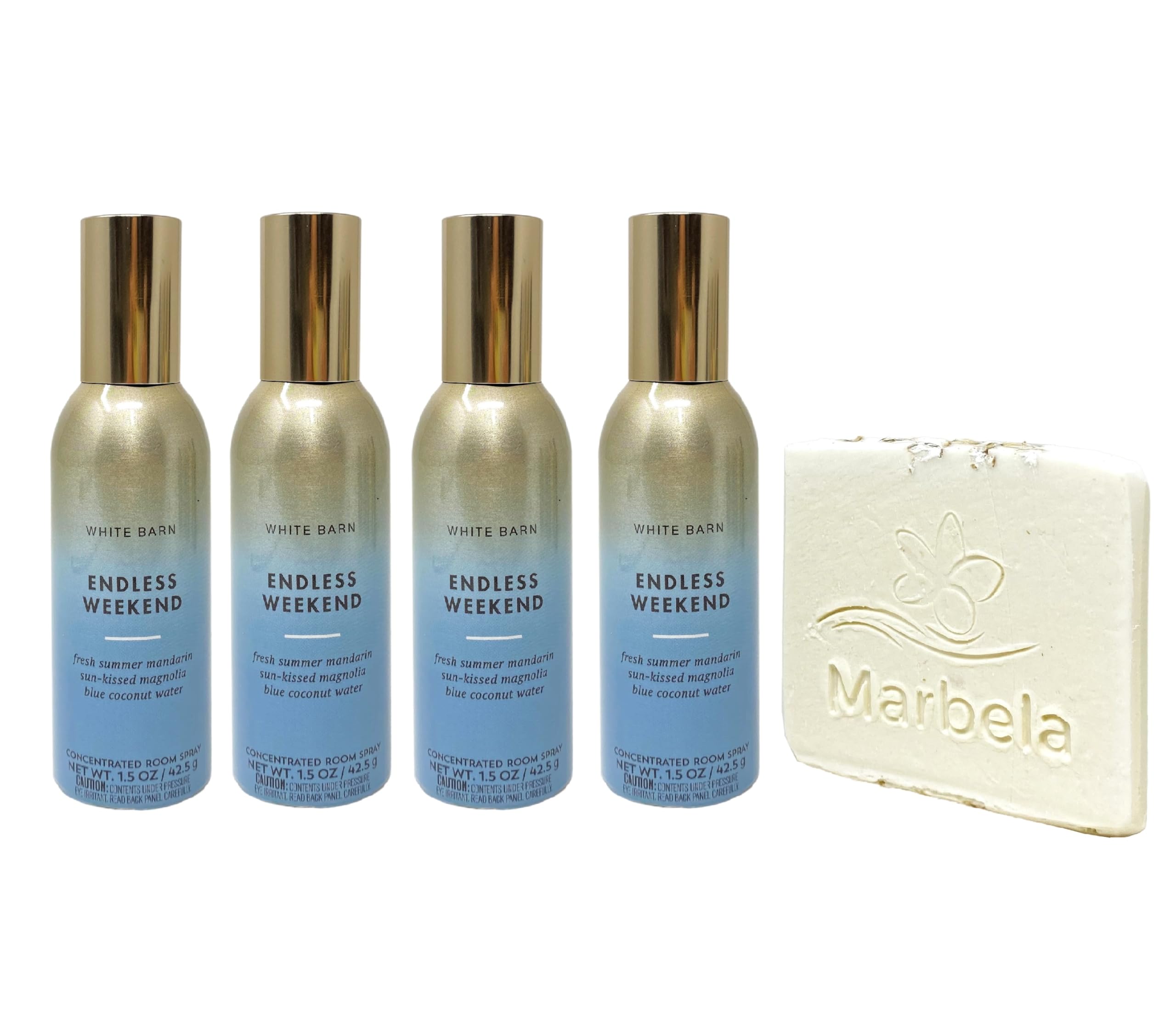 Bath & Body Works Endless Weekend Concentrated Room Spray 4 Piece Bundle with a Natural Oats Sample Soap