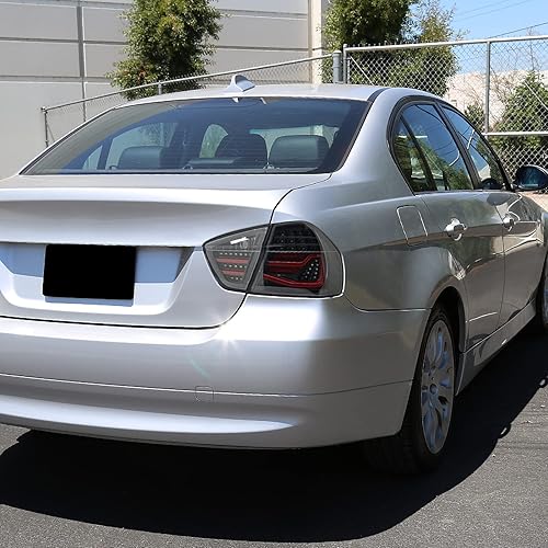 Miniatura 2 de SPEC-D TUNING Luces LED de freno traseras negras azabache compatibles con BMW E90 serie 3 4DR Sedan izquierda + derecha 2005-2008