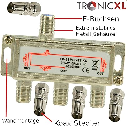 TronicXL Set connettori per antenna DVBC per splitter Unitymedia TronicXL Set connettori per antenna DVBC per splitter Unitymedia