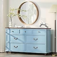 Vista 16 de Mesita de noche estilo granja con estación de carga, mesa auxiliar de 61 cm de ancho con 2 cajones, cómoda marrón para dormitorio, cómoda de cajones