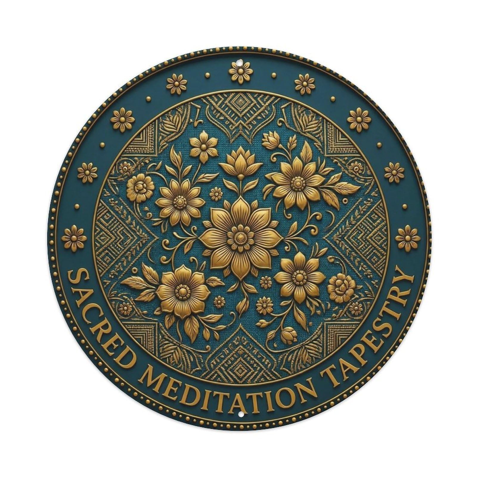 Vintage Sacred Meditation Tapestry Flower Zen Yoga Vintage Metal Tin Sign Plaque Wall Decor for Cafe, Club Bar, Office, Garden Metal Poster 8x8Inch