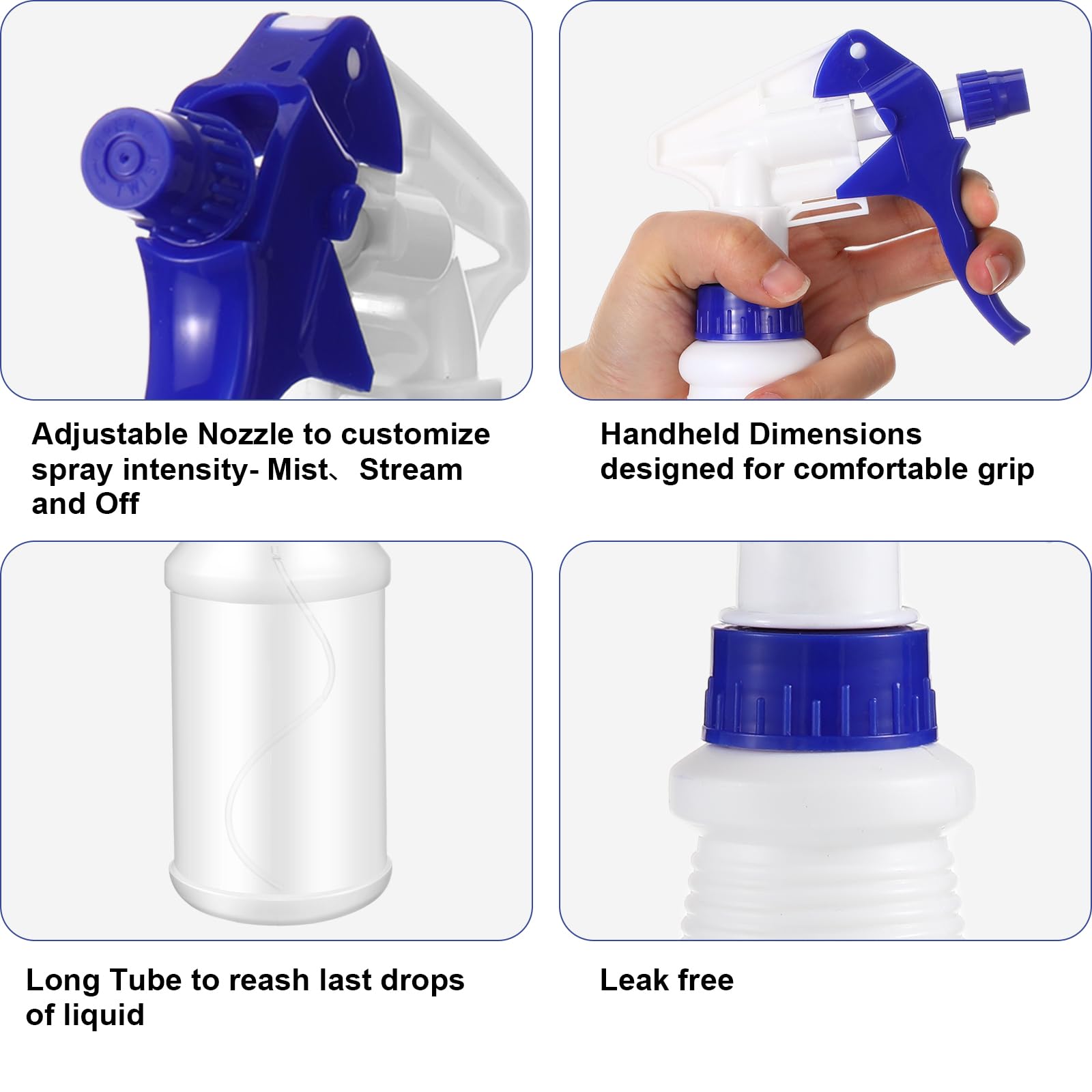 Rtteri 24 botellas de plástico de 16 onzas, botellas vacías a prueba de fugas, vacías y reutilizables para soluciones de limpieza, agua, detalles de automóviles o baño, cocina, residencial comercial