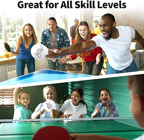 Miniatura 4 de Pala de ping pong personalizada con nombre o iniciales  Elige entre 12 diseños personalizados impresos en goma blanca con baches  Regalo divertido