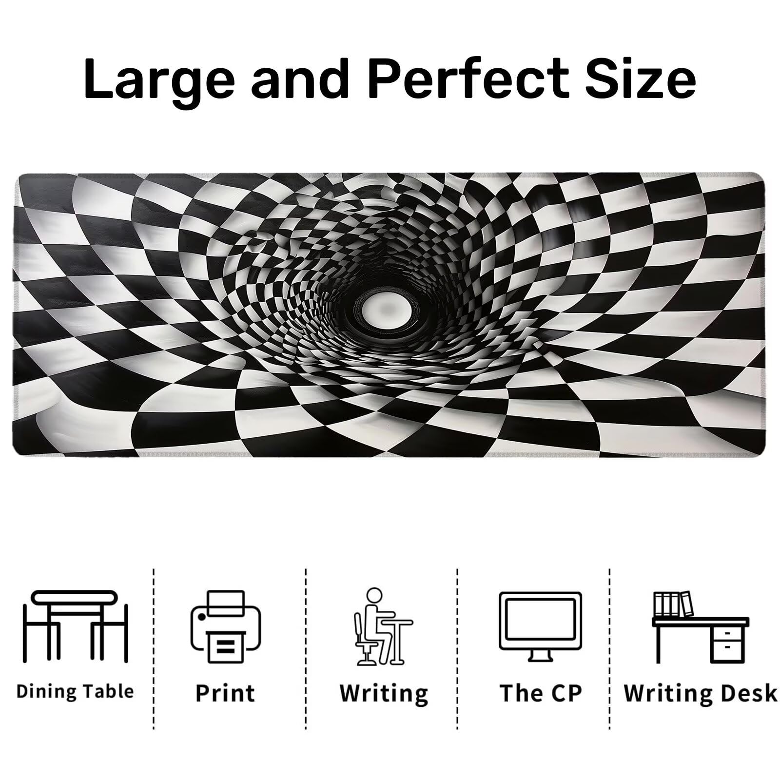 Alfombrilla Ratón Gaming, 1500x600x4 mm Alfombrilla Ratón XXL Remolino, Impermeable Alfombrilla Escritorio con Tela de Micro Tejido Superior, Base Antideslizante, Mouse Pad para Juegos (Simple) R-3
