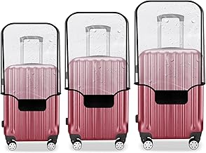 Fambal Set of 3 Suitcase Cover Water-Dustproof Luggage-Trolley Bag Protector Zippered Clear PVC (28 inch, 24 inch, 20inch) Small-Medium-Large : Measure Suitcase Height Excluding Wheels