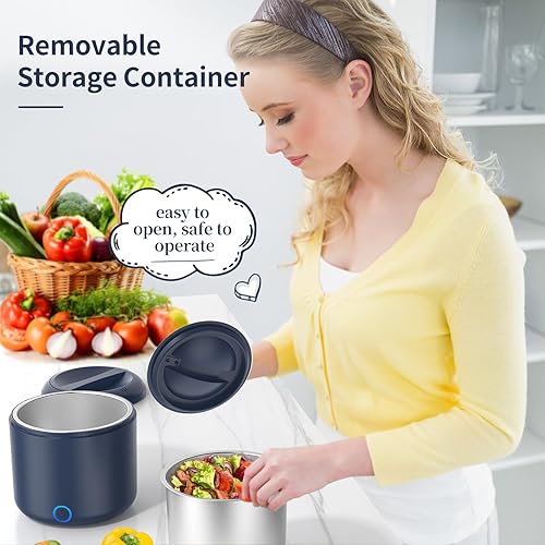 Miniatura 3 de Lonchera eléctrica de 41 onzas con calefacción de 80 W, calentador de alimentos portátil para el trabajo con contenedor de acero inoxidable 304 de