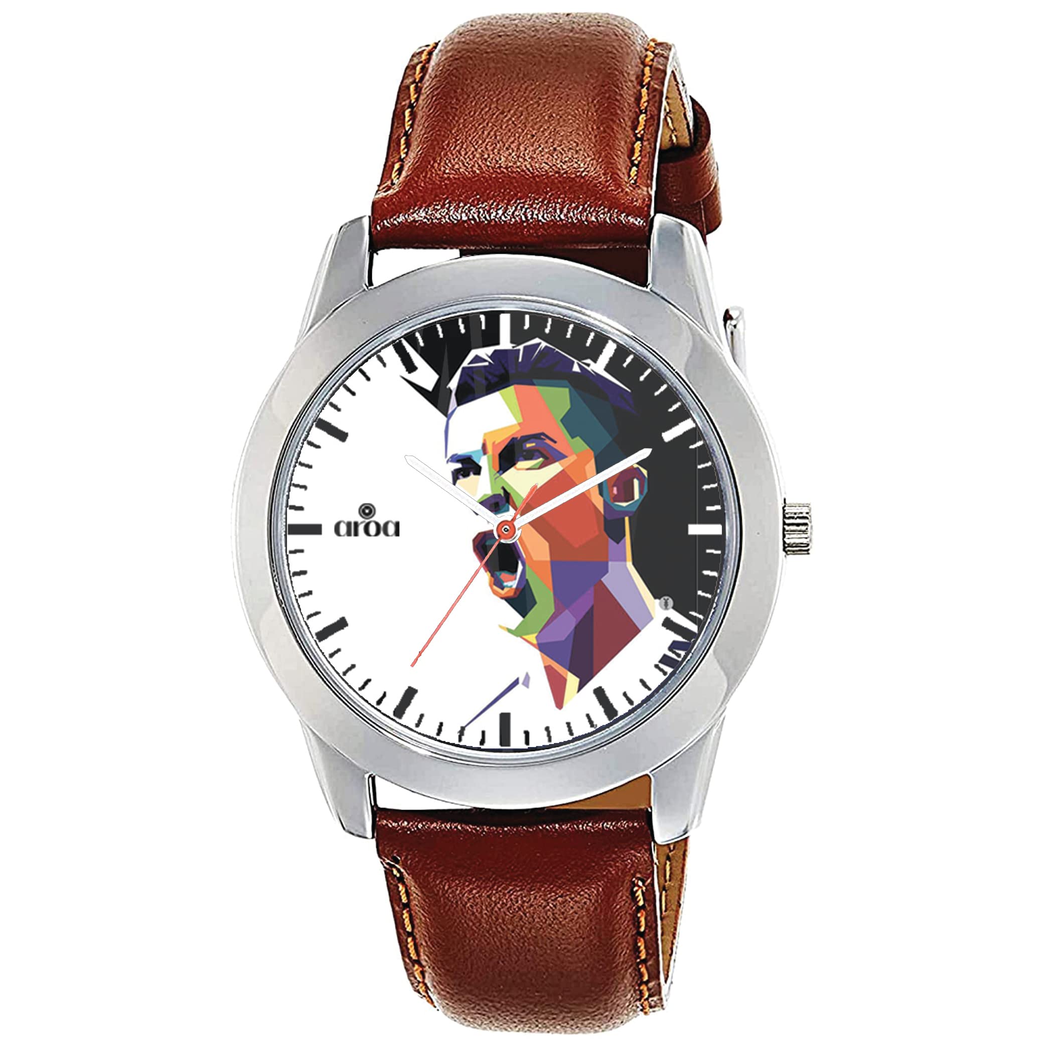 AROA Watch New Watch for Ronaldo Hologram Model : 117 Steel Metal Type Analog Brown Strap Watch White Dial for Men Stylish Watch for Boys (B0BZHVC8RY) Amazon Price History, Amazon Price Tracker