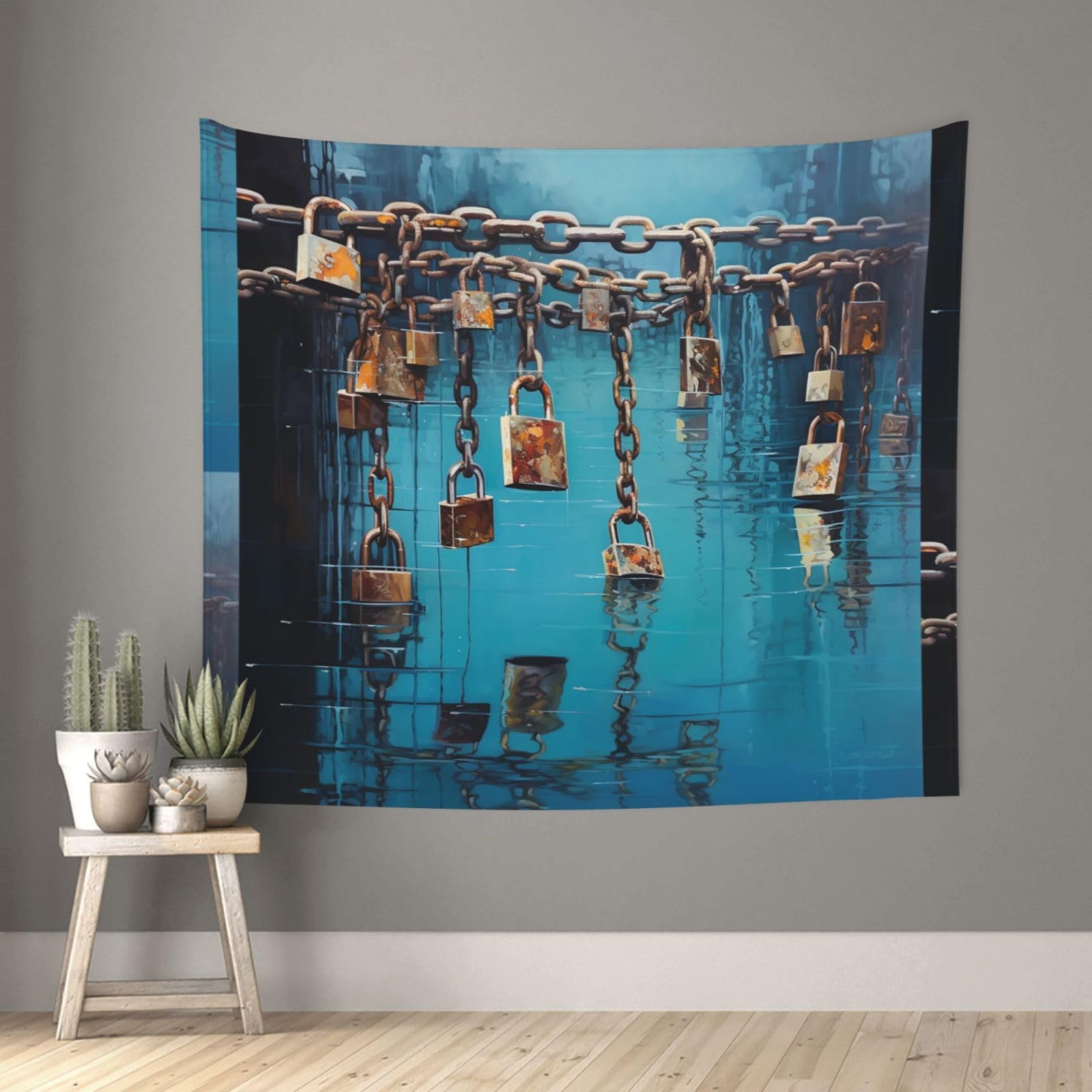QMKFWT Living Room 60x51 InchPadlock Tapestry Backdrop Wall Hanging Flag Indoor Outdoor Wall Art Tapestries Wall Decor Blanket Beach Throws Funny Banner Poster for Dorm, Bedroom