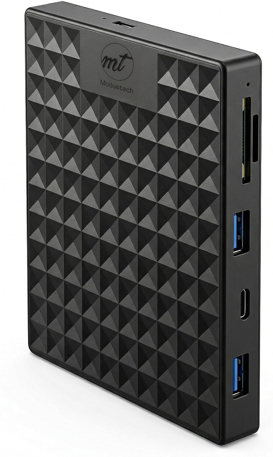 ModusTech Nexus - Disco duro externo portátil de 1 TB con estación de acoplamiento integrada, concentrador USB 3.1 5 en 1, USB 3.1 de 10 Gbps, SD y MicroSD, alimentado por bus, compatible con MacBook