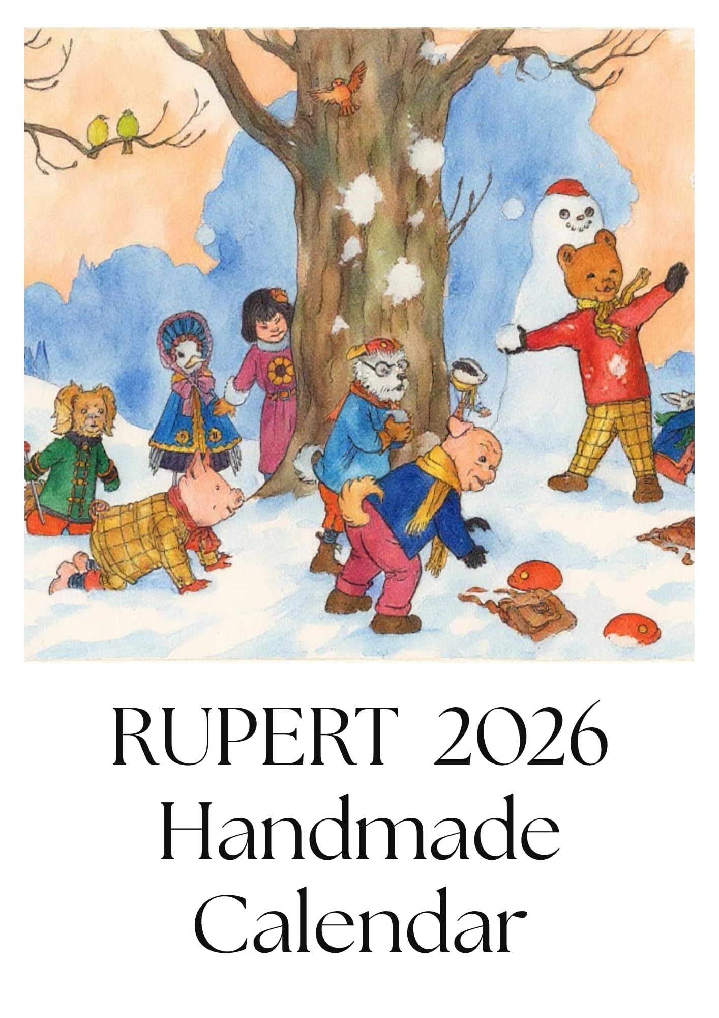 Rupert Bear 2026 Calendar – A4 Size, Handmade Vintage Design, Spiral Bound, One Month View – Nostalgic Gift