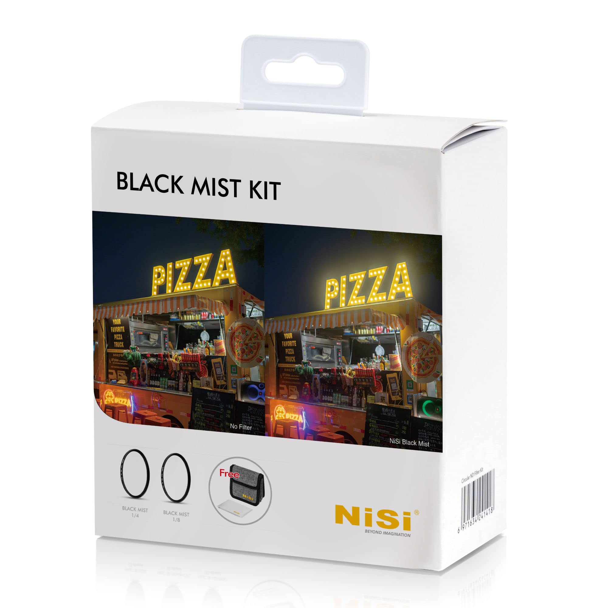 NiSi Black ProMist Filter Kit 82 mm - Black Mist 1/4, 1/8 Diffusion Filter, Reinigungstuch und Filtertasche