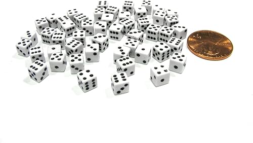 Miniatura 2 de Koplow Games 50 dados blancos pequeños pequeños en miniatura D6 de 0.197 in, 0.197 pulgadas, 50 pulgadas
