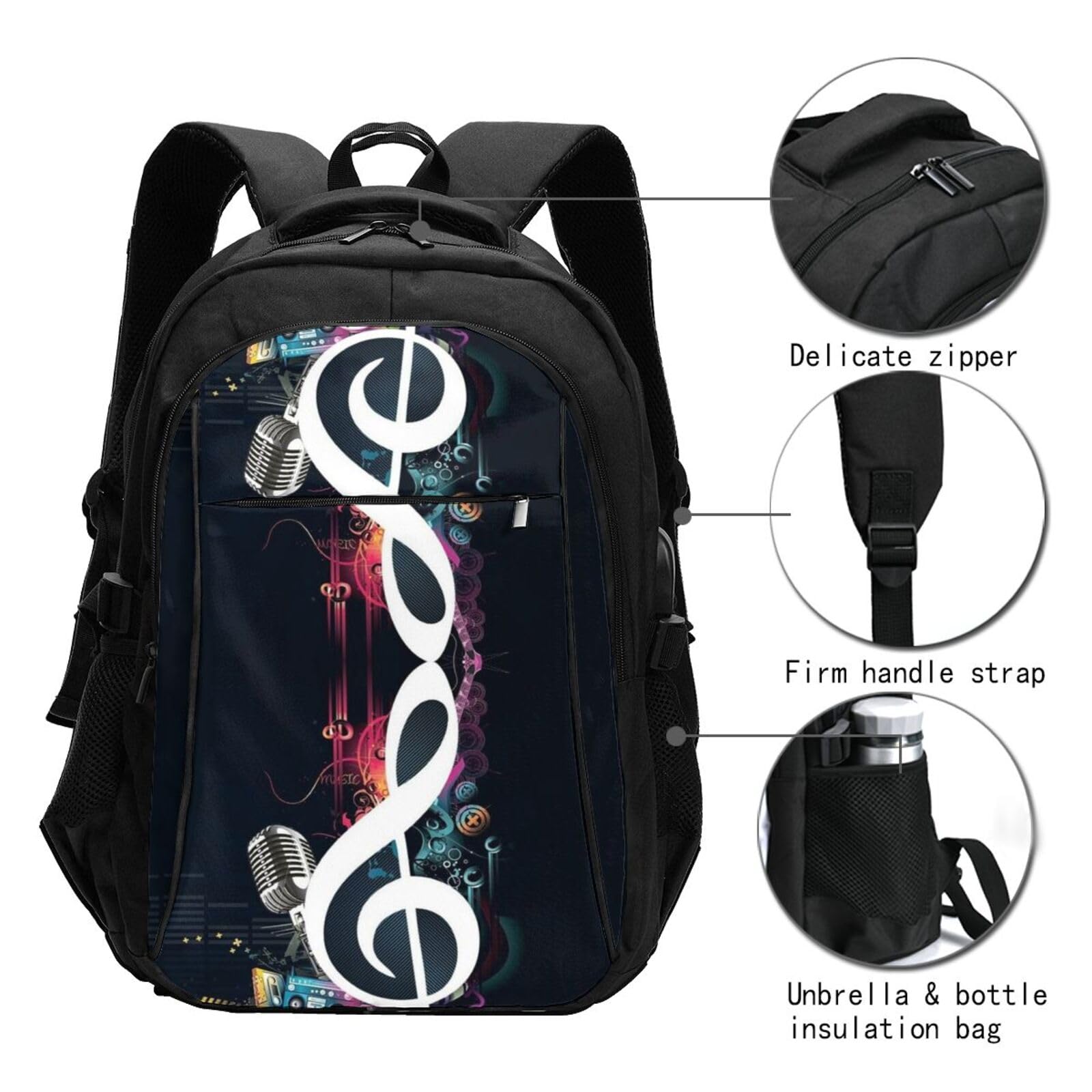 InOmak Musiknoten, Reiserucksack, Freizeitrucksack, Schulrucksack, Laptop-Rucksack für Damen und Herren