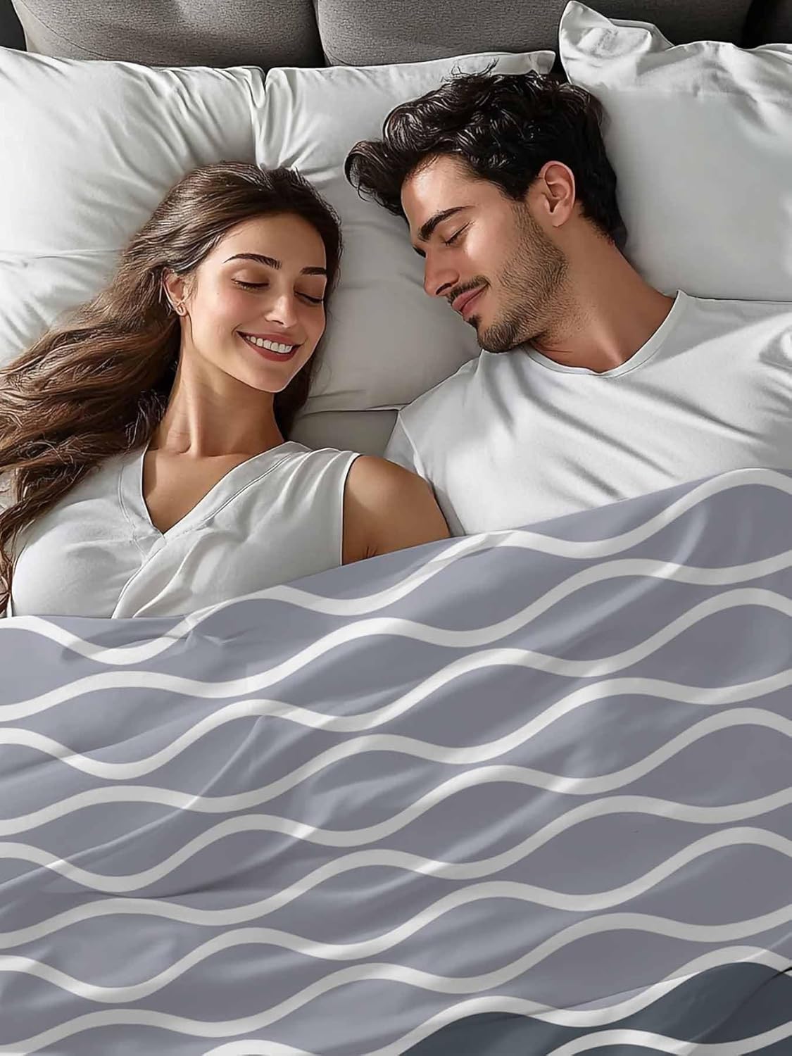 Top Sheet Full Bedding Flat Sheet Only, Moroccan Texture White Wave Stripe Microfiber Bed Sheets Soft Breathable Bedding Flat Sheets, Black Dusty Purple Hotel Luxury Top Sheets