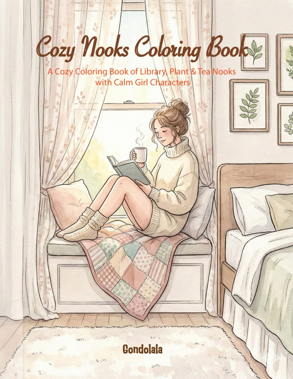 Cozy Nooks Coloring Book: 24 Peaceful Scenes of Library, Plant & Tea Nooks with a Girl in Every Illustration for Relaxation and Stress Relief (The Cozy Coloring Book Series)