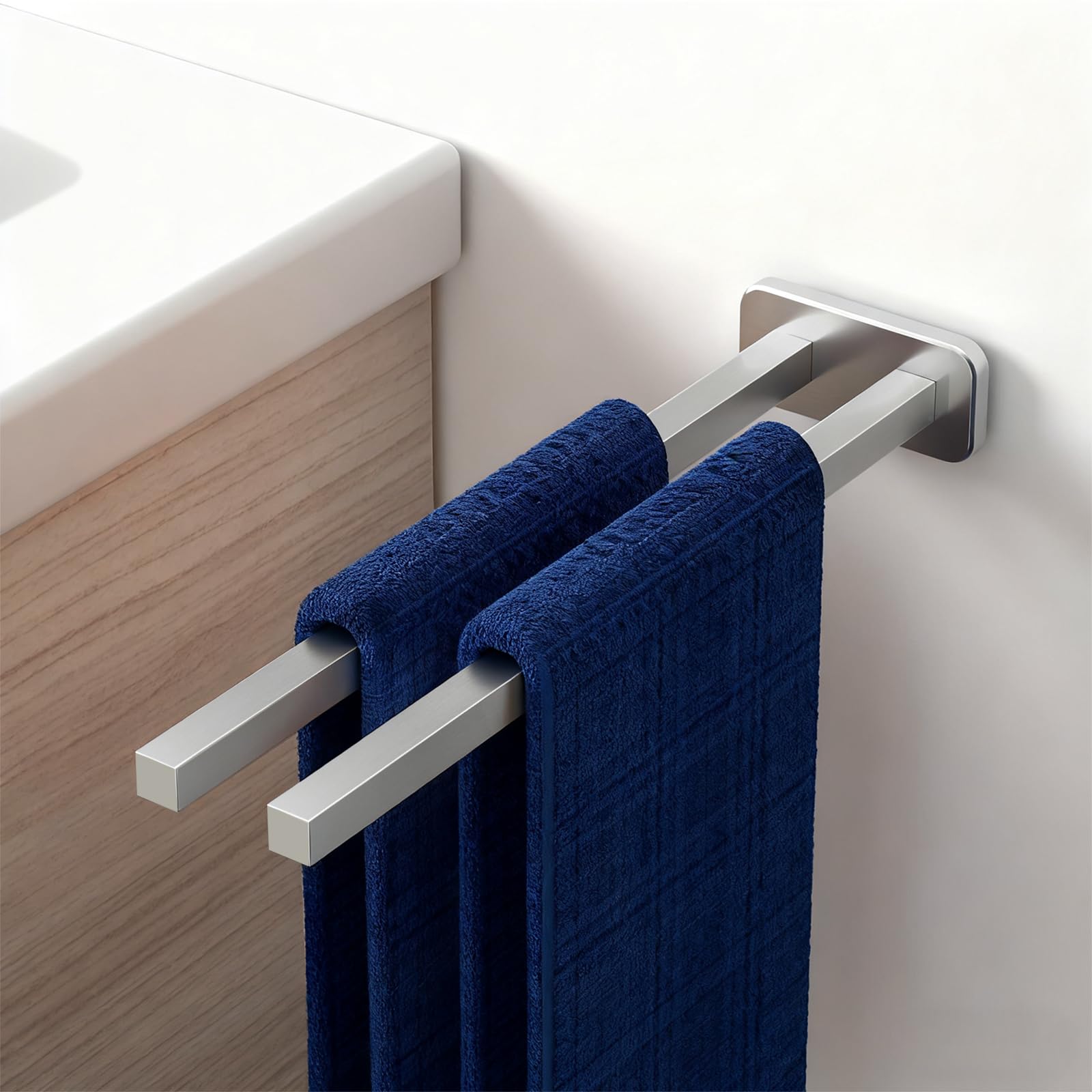 Porte-serviettes deux bras JS mural acier inoxydable brossé salle de bain
