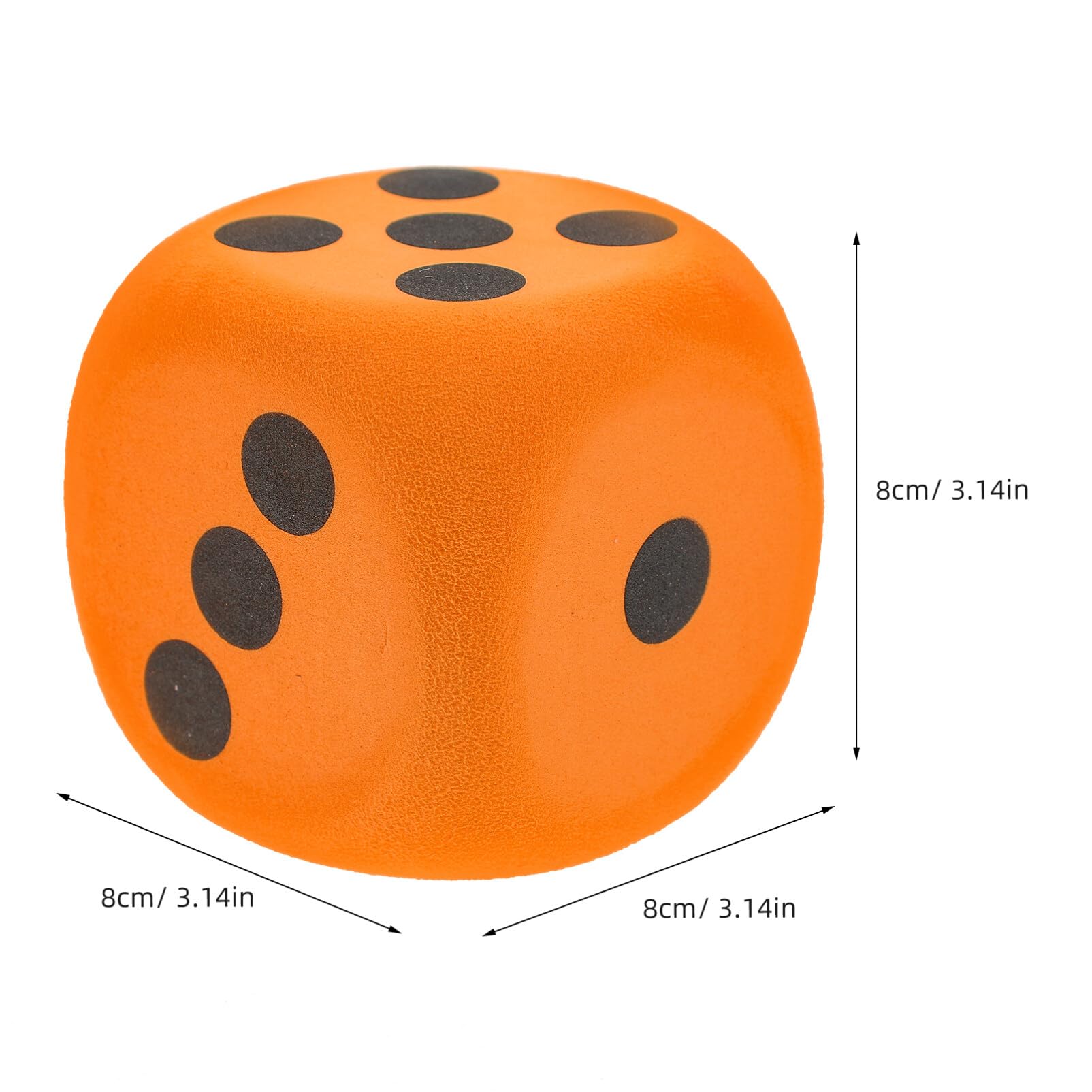 Toyvian Large Foam Dice 3.15 Inch 2-Pack Portable Party Game Dice Props for Family Fun and Teaching, Orange, Medium - Image 2
