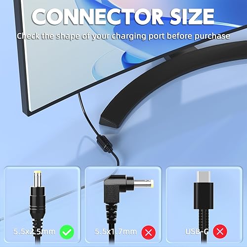 Miniatura 2 de Adaptador de CA de 12 V compatible con pantalla Dell de 22 pulgadas, 23 pulgadas, 24 pulgadas, S2240M, S2240MC, S2240L, S2240T, S2340L, S2440L,