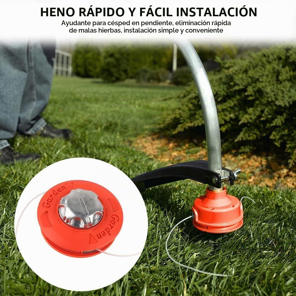 Cabezal Desbrozadora Universal, Cabezal de Bobina de Repuesto M10x1,25mm, Cortacésped Universal con Cabezal de Corte de 2 Hilos Rosca M10 Cabezal de Corte de Aluminio para desbrozadora(Naranja)