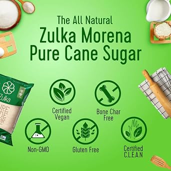 Zulka Morena 100% Pure Cane Sugar - NON-GMO All Natural Great Taste - Great for Baking , 4 lbs (Pack of 2)