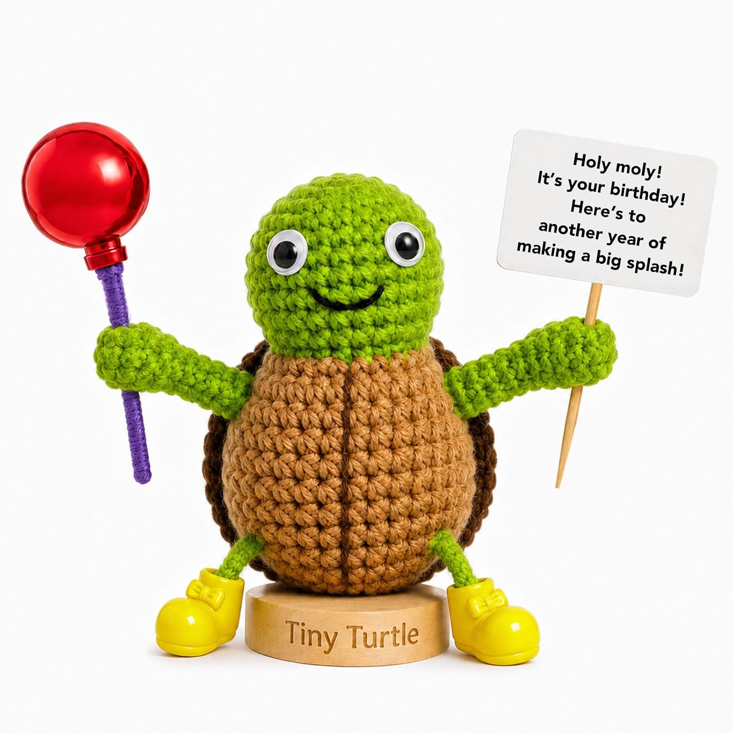 Crochet Turtle Birthday Gift for Women Men,Positive Handmade Turtle with 30 Hilarious Bday Cards,Emotional Support Turtles Decor,Happy Birthday Party Decor Present for Friend Coworker Sister Brother