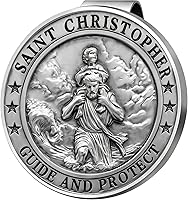 Vista 1 de Medalla de San Cristóbal para automóvil, clip de metal para visera de automóvil de San Cristóbal, regalos para hombres católicos, talismán