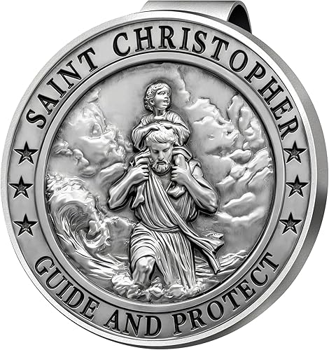 Medalla de San Cristóbal para automóvil, clip de metal para visera de automóvil de San Cristóbal, regalos para hombres católicos, talismán para la