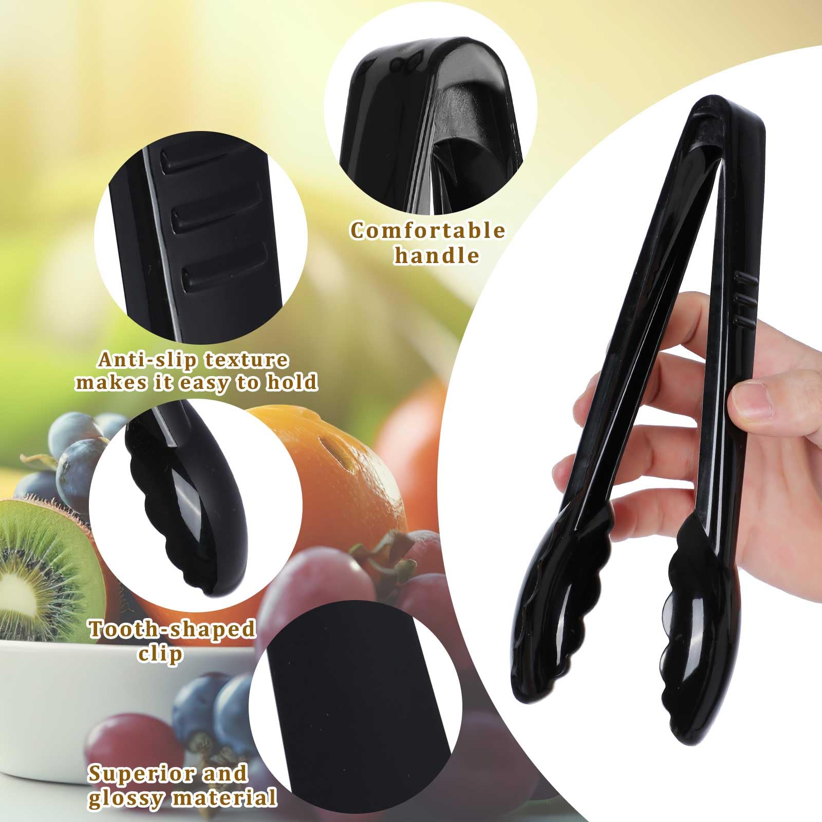 Juego de 24 pinzas de plástico para servir de 9 pulgadas a granel, reutilizables o desechables, juego de utensilios de servir de plástico duro, pinzas grandes para ensalada para cocina, fiesta,
