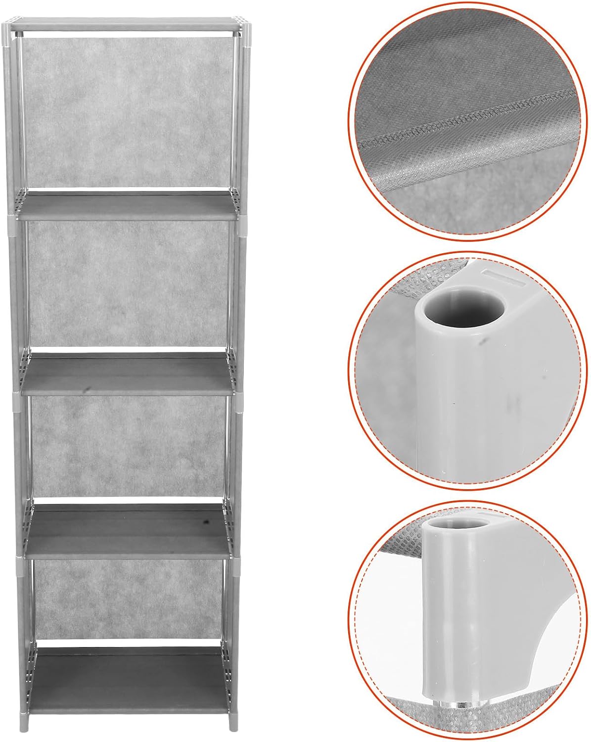 Toyvian Floor Shelf Unit Vertical Storage Rack 4 Tier with Non-Woven Shelves Metal Stable and Space Maximizing for Home Decor and Kitchen Organization