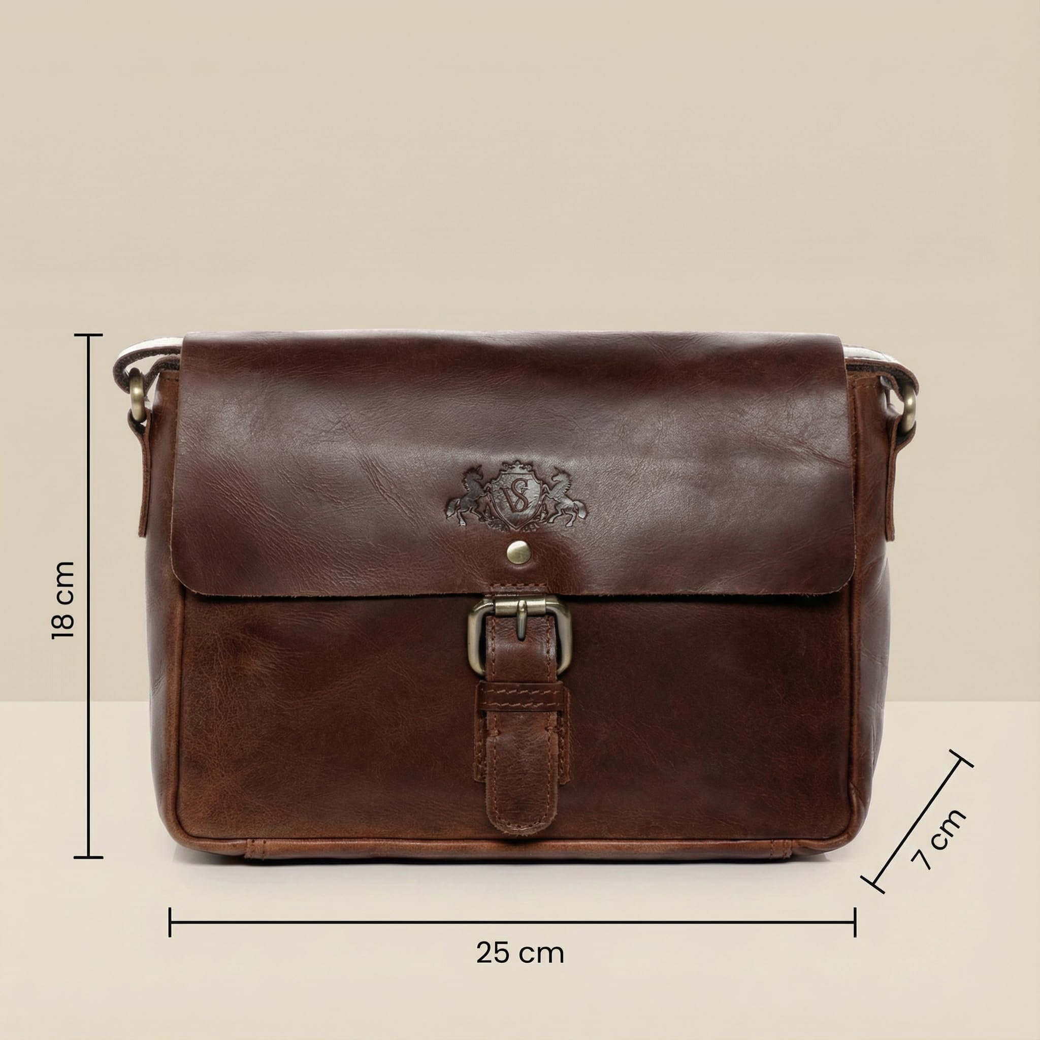 SID & VAIN kleine Messenger Bag echt Leder - Schultertasche Yale - Umhängetasche mit Schultergurt - Ledertasche Herren und Damen braun handgefertigt | Echtes Glattleder · Verstellbarer Schultergurt · Mehrere Fächer · RFID-Schutz · Alltagstauglich · Handge
