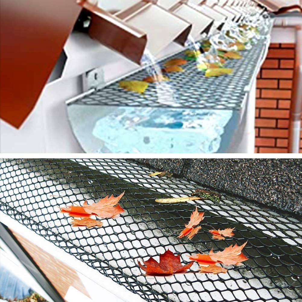 Plastikowa osłona rynny, wytrzymałe osłony rynny, siatkowe osłony liści do rynien, filtr liści (18 cm x 8 m)